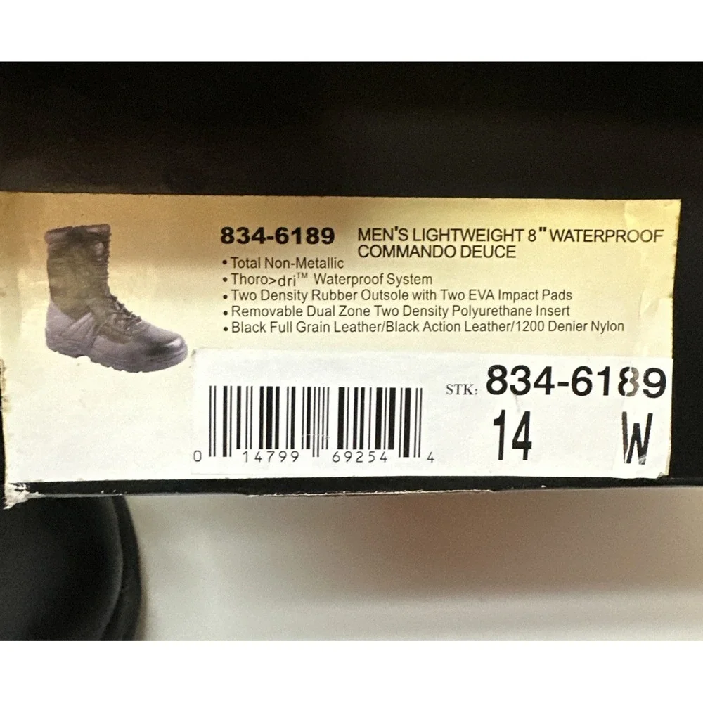 Thorogood 834-6189 Lightweight Waterproof Commando Deuce Black Boots Men's 14 W